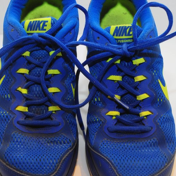Men's Nike Dual Fusion Run 3 Sneaker Shoe Size 9 Cobalt Blue & Lime Green - Picture 4 of 11